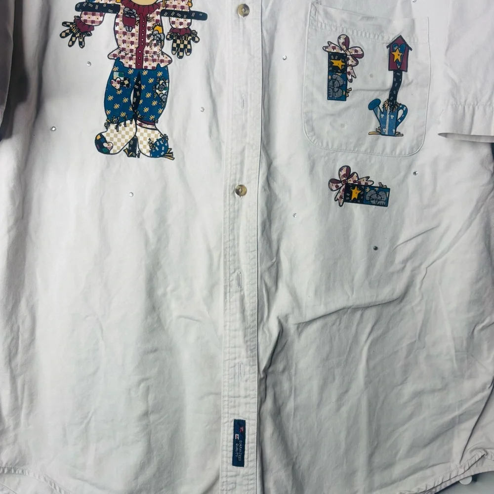 Port and Company Cream Casual Button Down Shirt - Picture 3 of 5